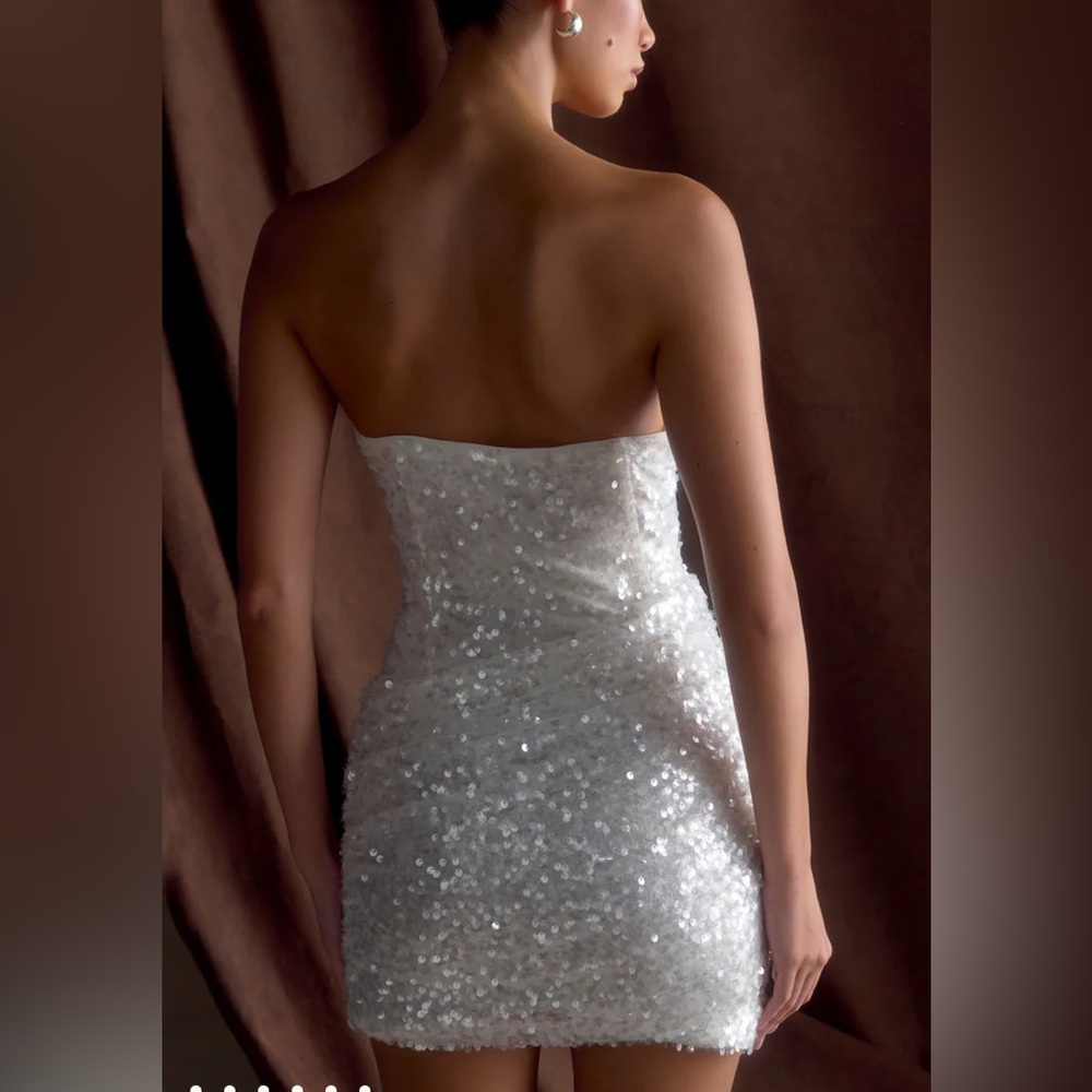 Meshki White Strapless Sequin Mini Dress - Picture 5 of 10